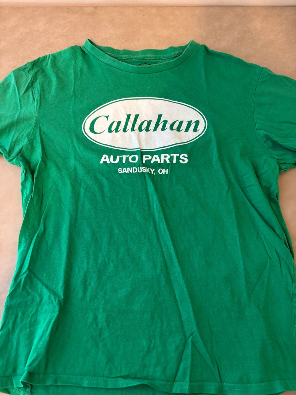 Crazy Dog T-Shirts Green "Callahan Auto Parts" Short Sleeve Tee